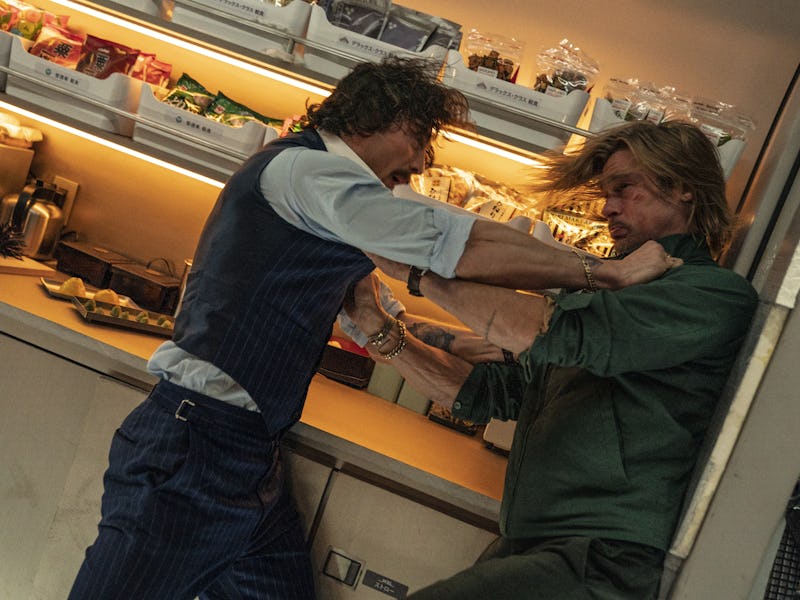 Aaron Taylor-Johnson and Brad Pitt in Bullet Train