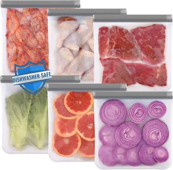 Lerine Dishwasher-Safe Reusable Food Storage Bags (6-Pack)