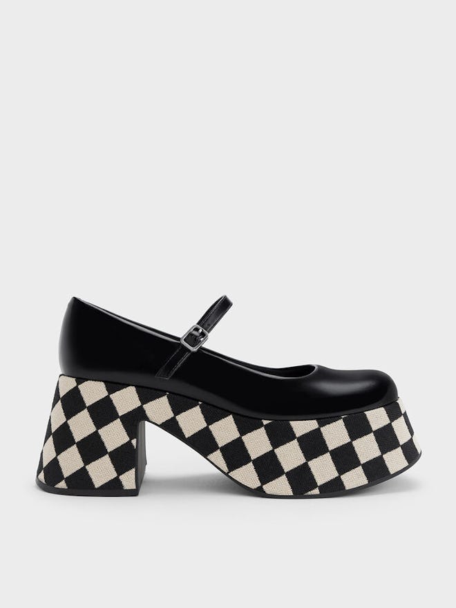 Checkered Platform Mary Janes - Multi