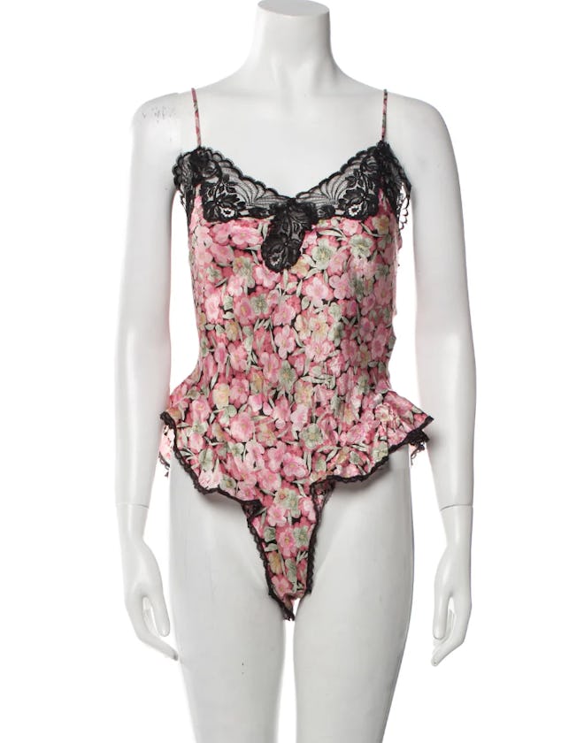Christian Dior Floral Print Square Neckline Bodysuit