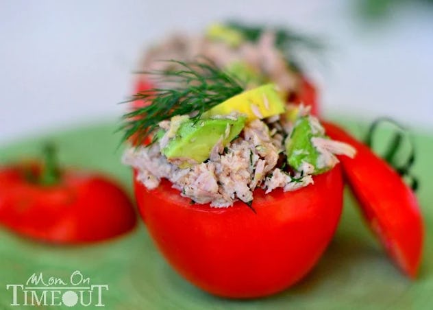 tuna and avocado stuffed tomatoes