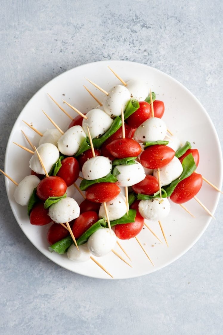 birthday party food idea: Caprese salad on a stick 