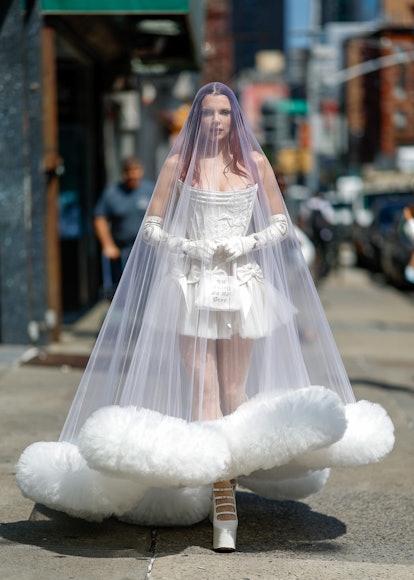 Julia Fox Wears a Deconstructed Wedding Dress with a Thong: PHOTOS