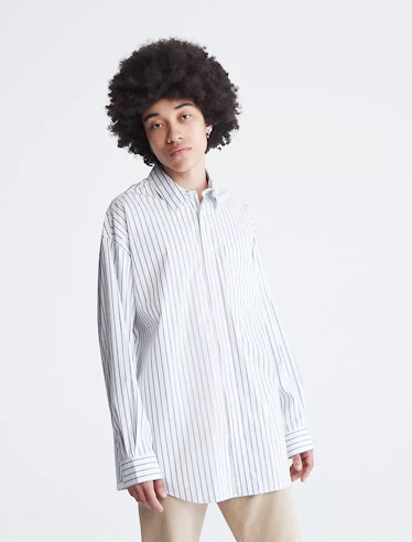 Calvin Klein Oversized Striped Button Down Shirt