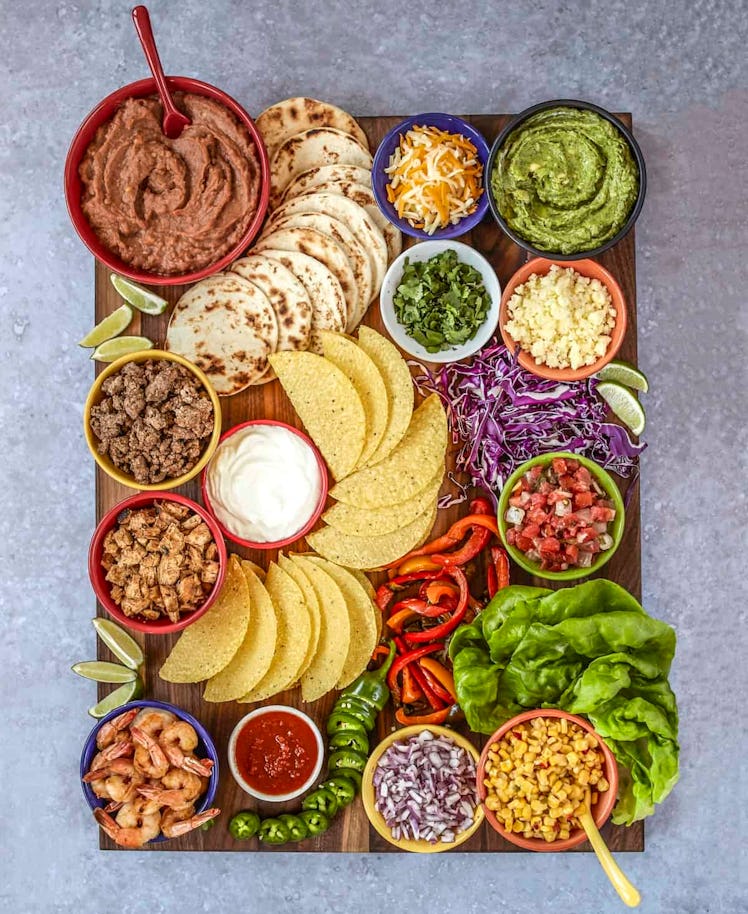 serve a build your own taco bar or board for a kids party food idea
