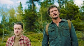 Bella Ramsey and Pedro Pascal as Ellie and Joel in 'The Last of Us' before Universal Studios' haunte...