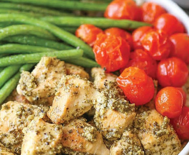chicken pesto bowls