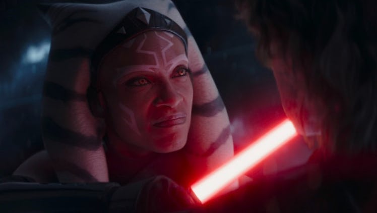 Even when she’s holding Anakin’s saber and has the yellow Sith eyes, Ahsoka still chooses mercy — an...