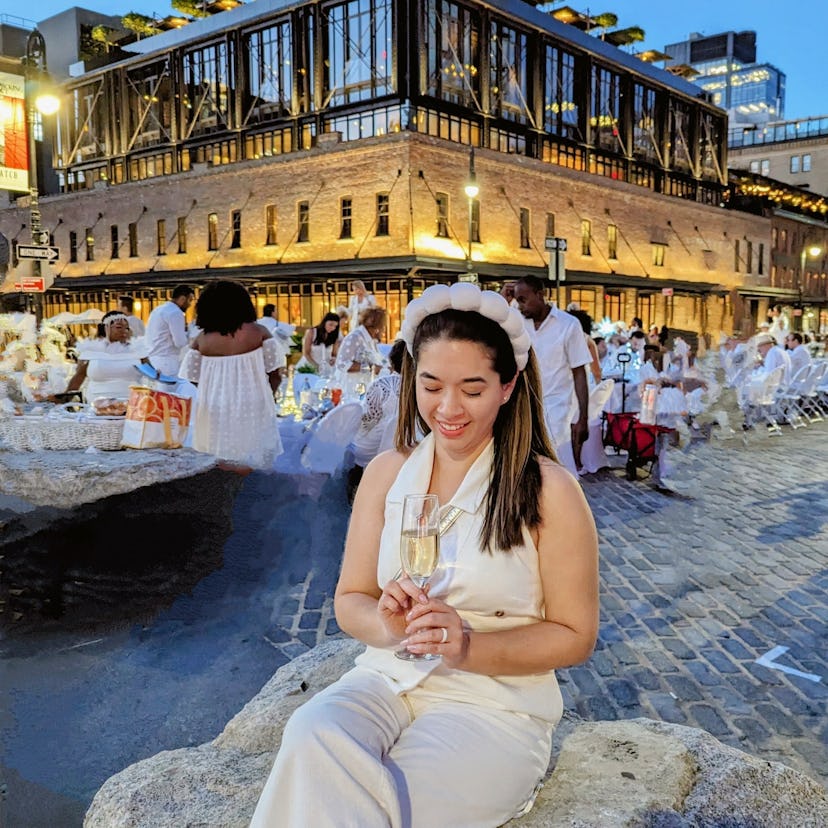 Editor Kaitlin Cubria at the Diner en Blanc white party pop-up.