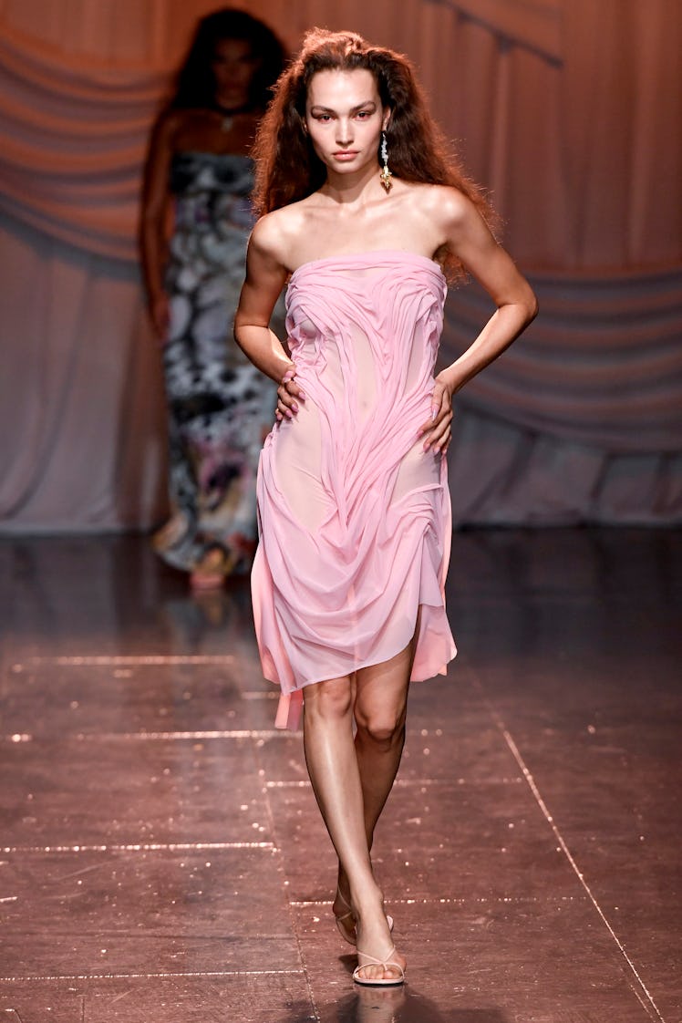 A model walks the runway during the Di Petsa Ready to Wear Spring/Summer 2024 fashion show as part o...