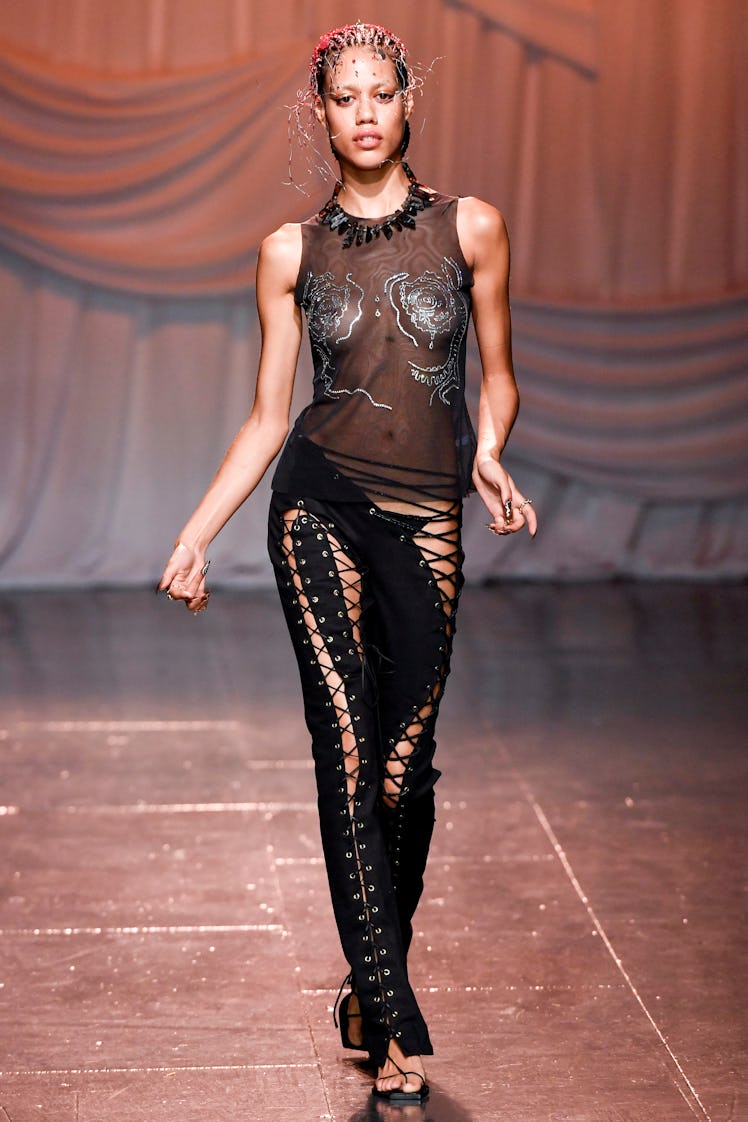 A model walks the runway during the Di Petsa Ready to Wear Spring/Summer 2024 fashion show as part o...