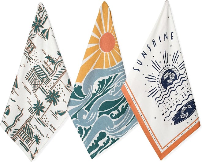 Folkulture Dish Towels with Hanging Loop, Set of 3