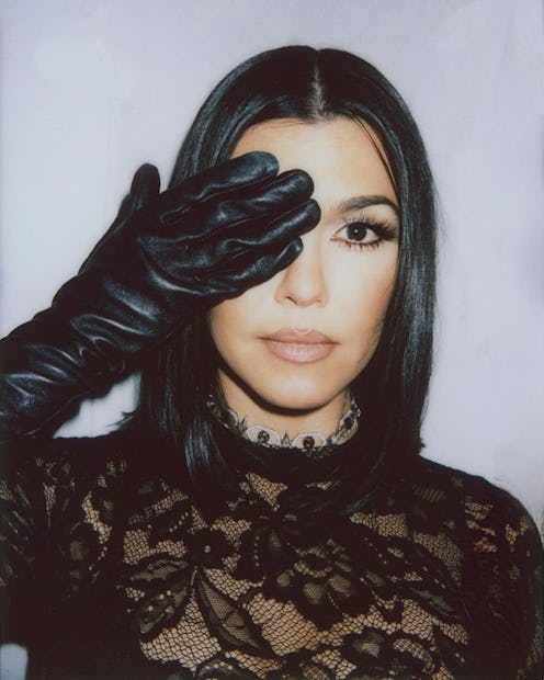 Kourtney Kardashian leather gloves
