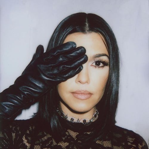 Kourtney Kardashian leather gloves