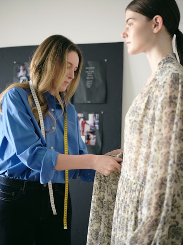 Clare Waight Keller working on the Uniqlo collection in her studio.