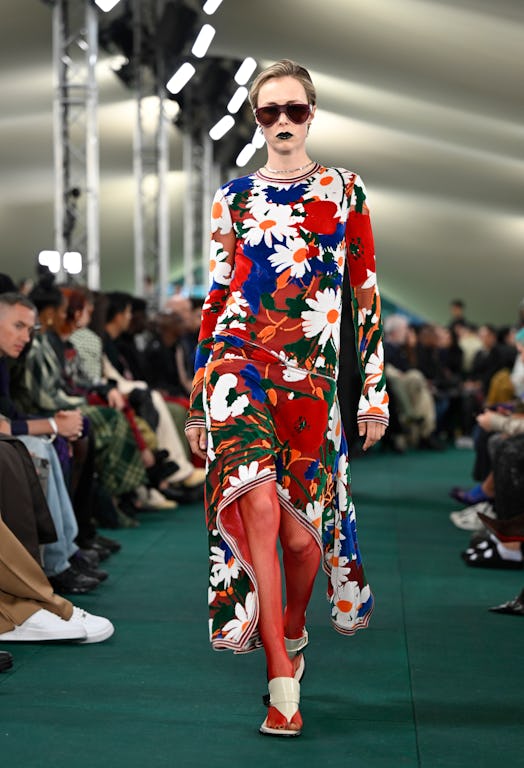 Edie Campbell walks the runway at the Burberry show during London Fashion Week September 2023 at on ...