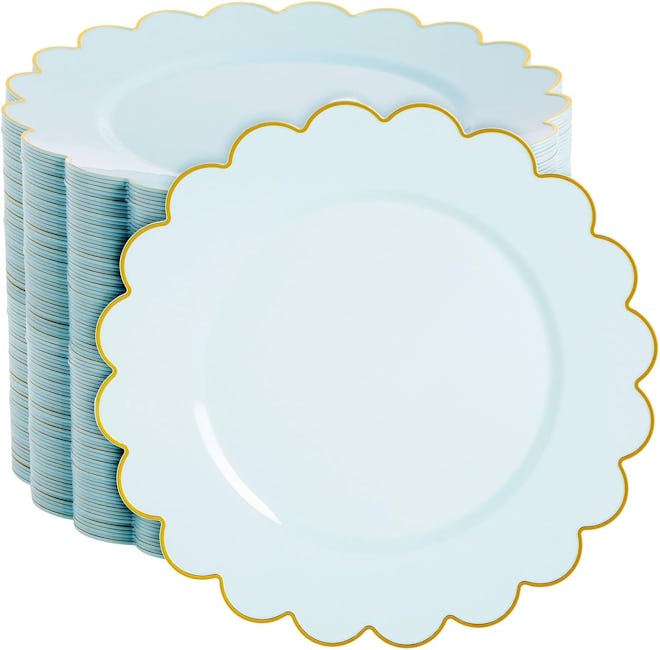 Disposable Baby Blue Plastic Plates 50-Pack