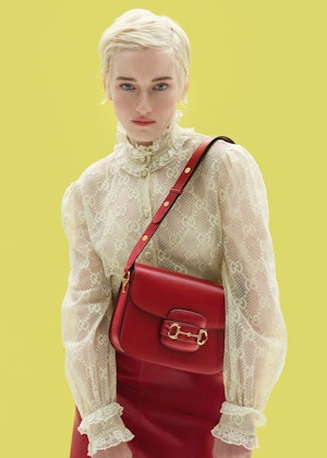 Red Leather Gucci 1955 Horsebit Shoulder Bag