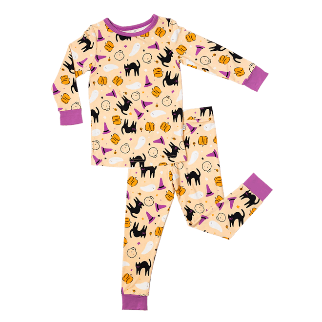 Toddler halloween pajamas with skulls and witch hats
