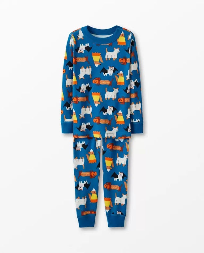 Toddler halloween pajamas with skulls and ghost patterns