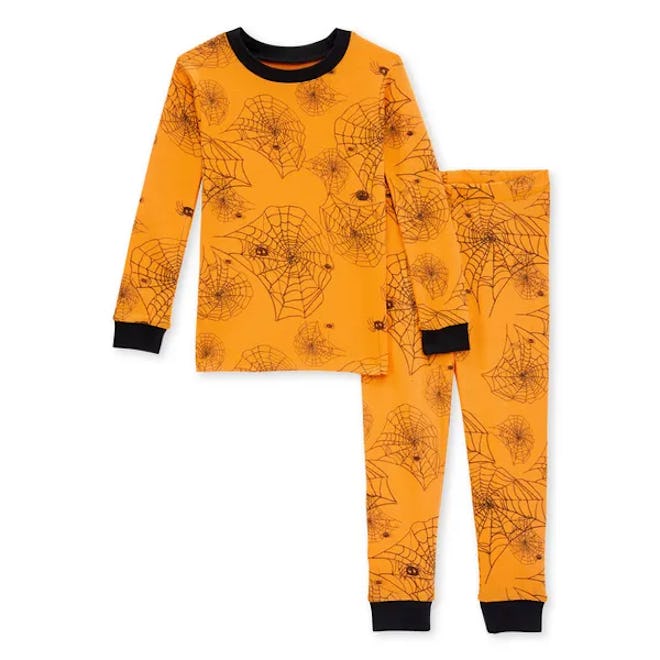 Kids halloween pajamas with spiderweb pattern