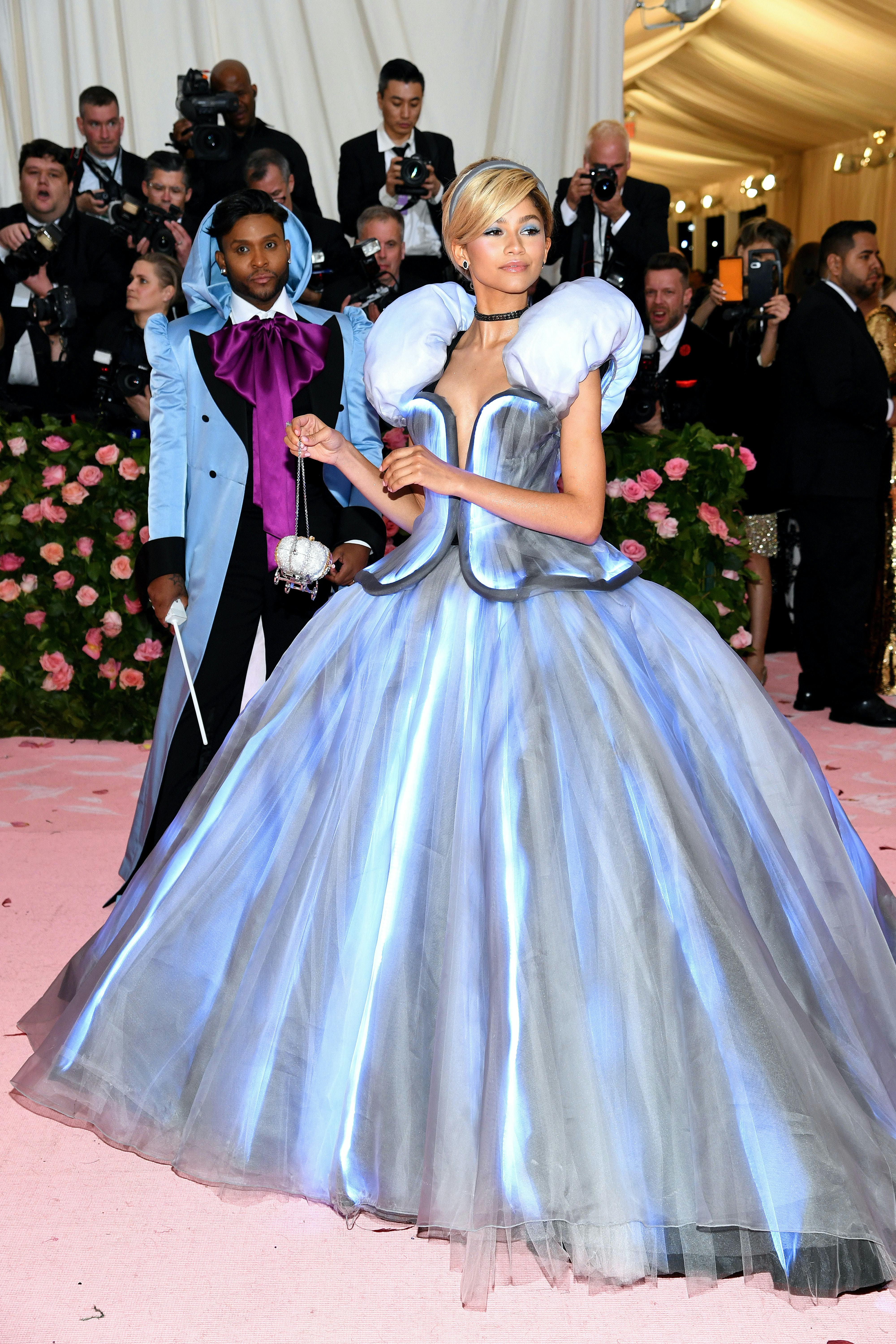 zendaya wears a LEG light-up cinderella gown at the 2019 met gala