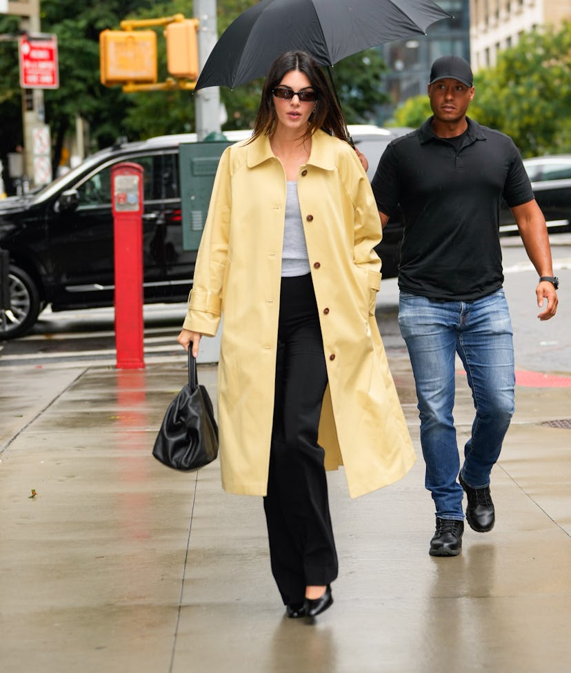 kendall jenner yellow trench coat