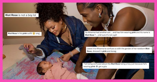 After photos of Rihanna's new baby, Riot Rose, were released, fans began speculating about baby’s ge...