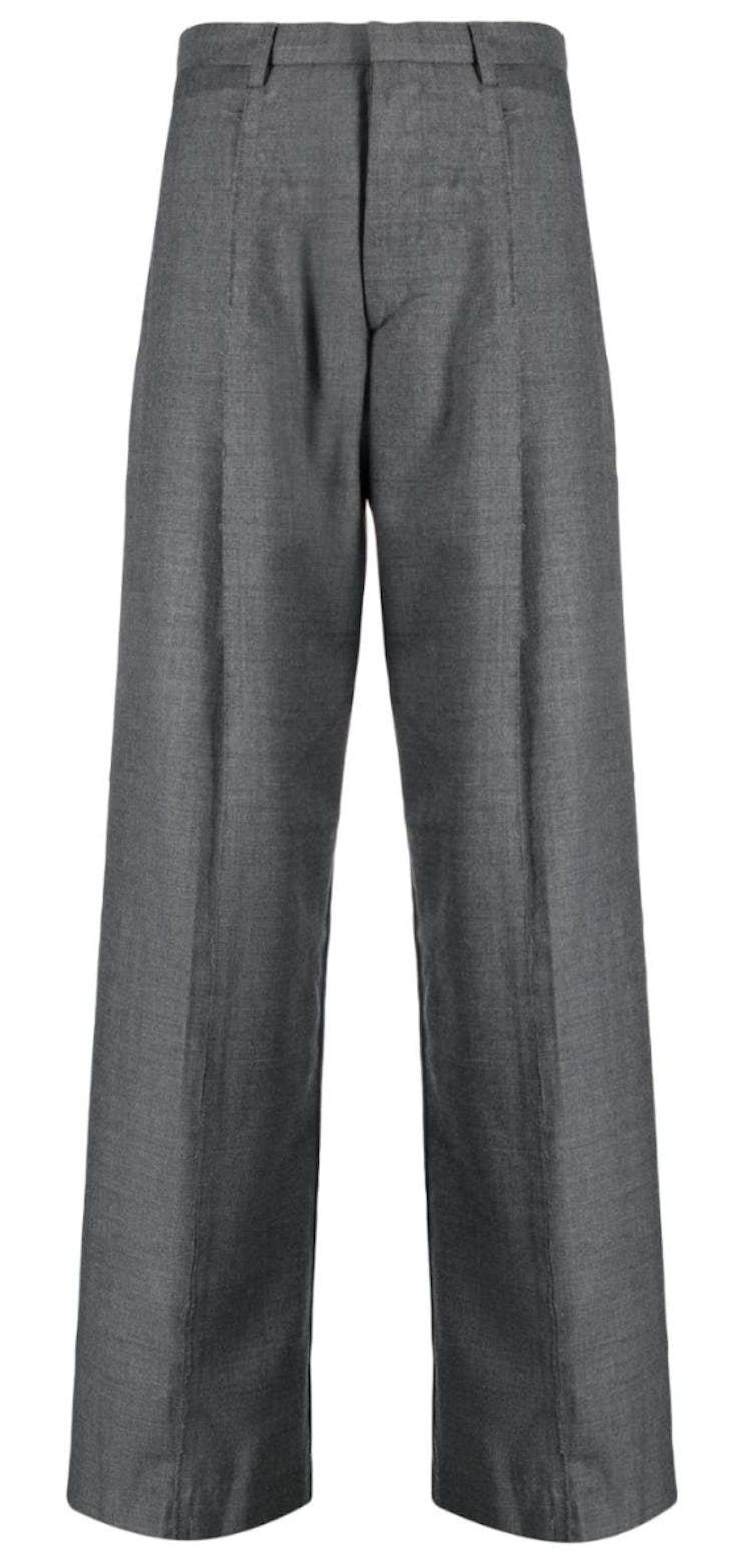 gray wide leg trousers