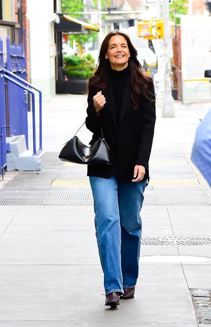 Katie Holmes is seen walking in Soho on April 28, 2023 in New York City. 