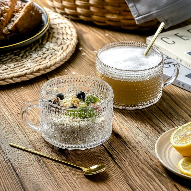 Gezzeny Vintage Glass Coffee Mugs (2-Pack)