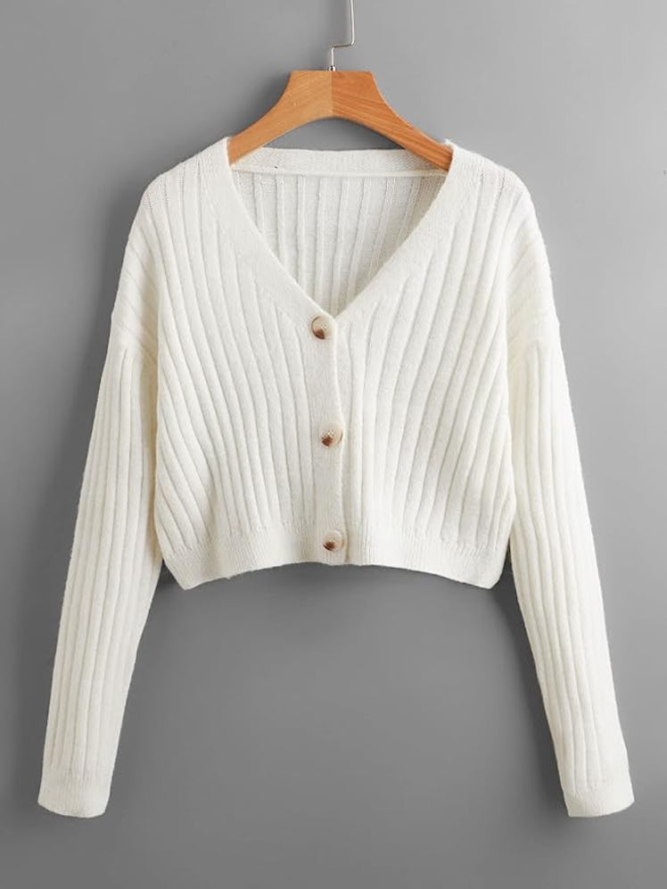 SweatyRocks Long Sleeve V Neck Cardigan