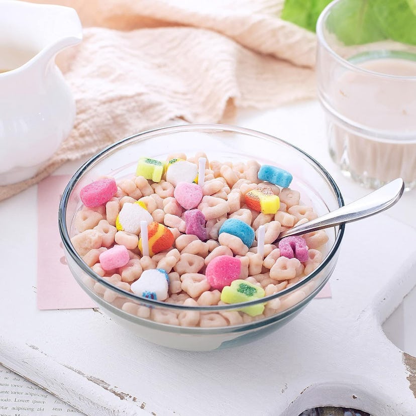 iLikePar Vanilla Cereal Bowl with Metal Spoon Candle