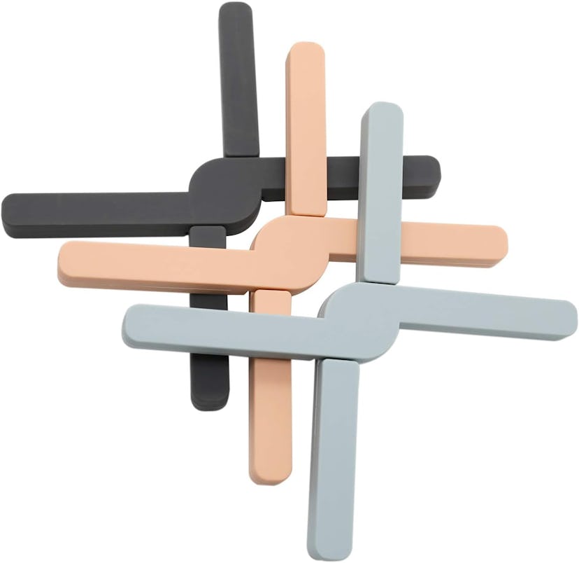 YUESUO Non-Slip Thick Foldable Silicone Trivets (3-Pack)