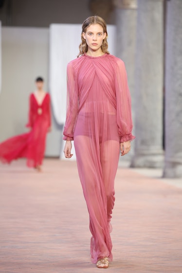 A model walks the runway at the Alberta Ferretti fashion show during the Milan Fashion Week Womenswe...
