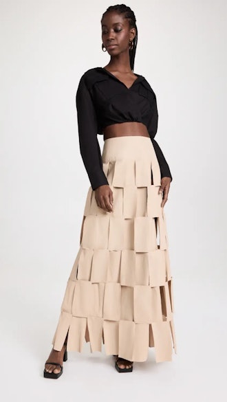 Maxi Multi Rectangle Double-Layered Skirt