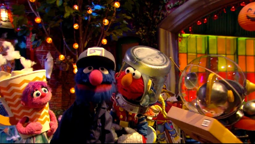 The gang on Sesame Street celebrates Halloween.