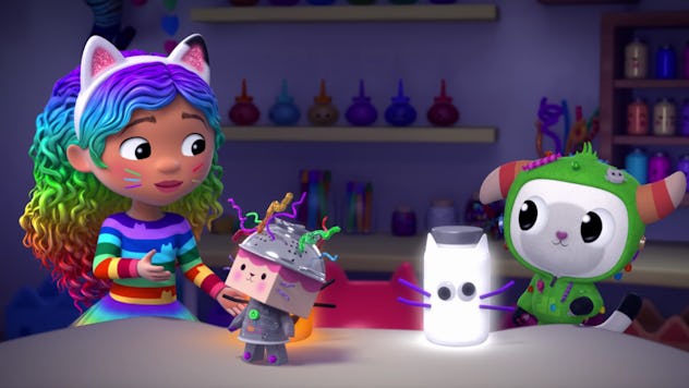 Gabby and her cat pals craft on Halloween