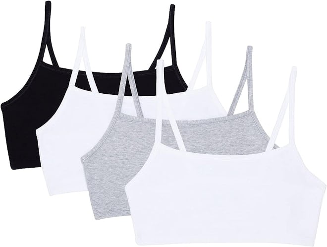 Fruit of the Loom Cotton Spaghetti Strap Pullover Sports Bra (4-Pack)