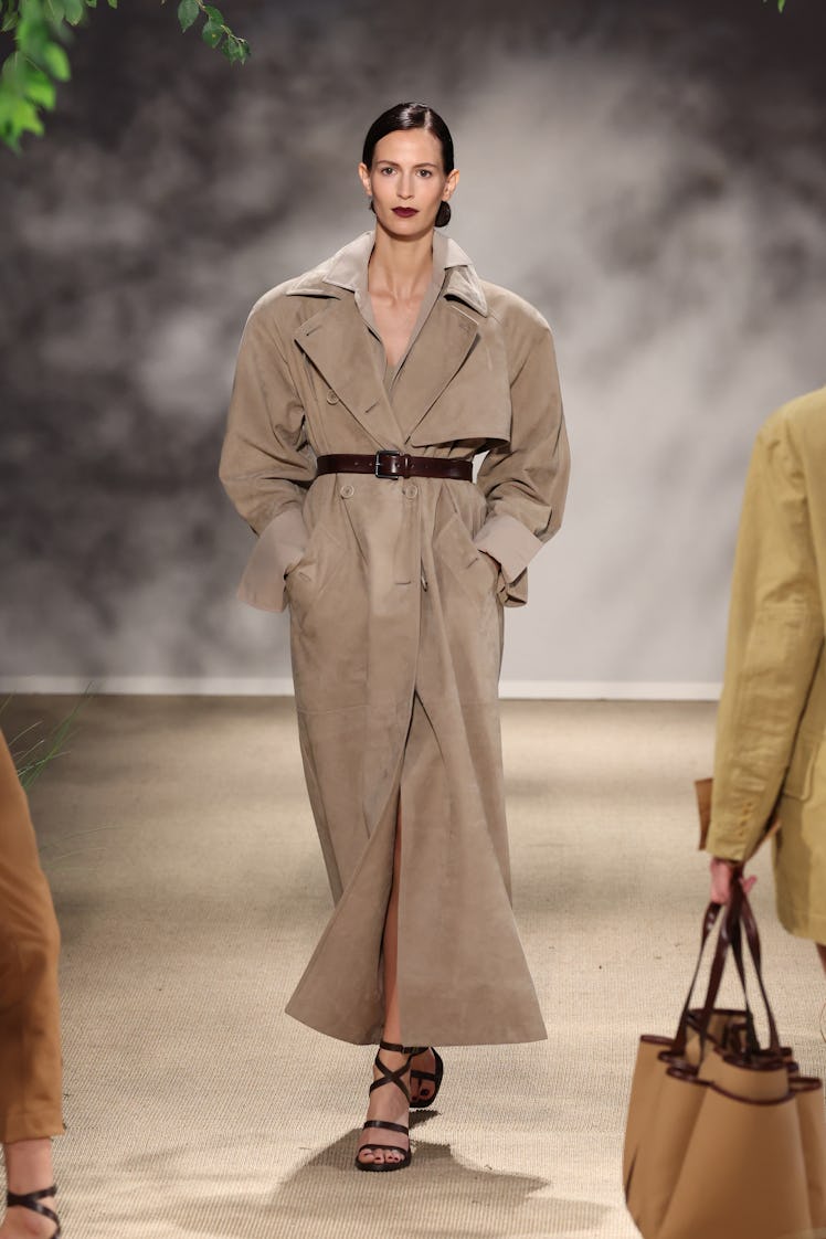 A model walks the runway at the Max Mara fashion show during the Milan Fashion Week Womenswear Sprin...
