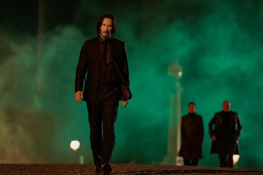 Keanu Reeves wears an all-black suit as John Wick in 'John Wick: Chapter 4'