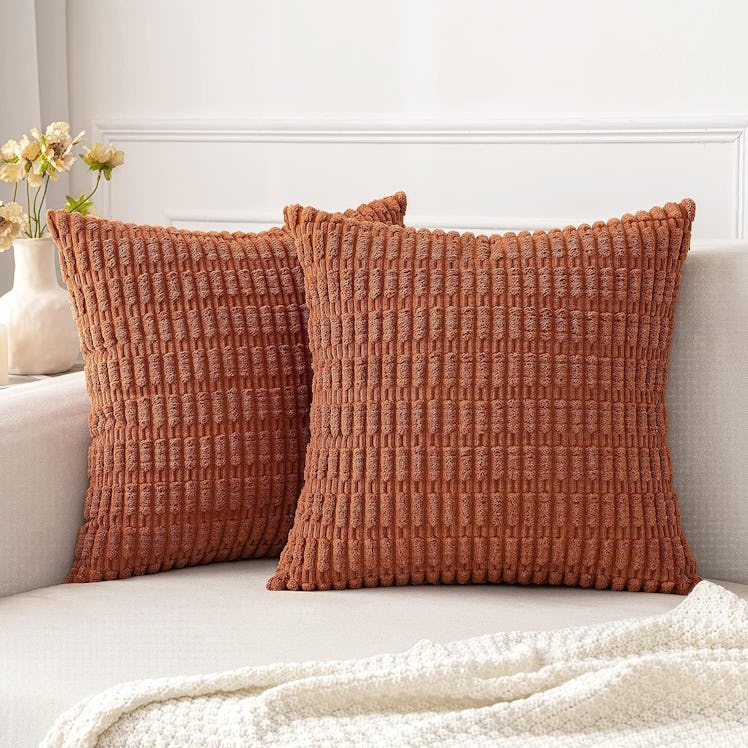 MIULEE Corduroy Throw Pillow Covers (2-Pack)