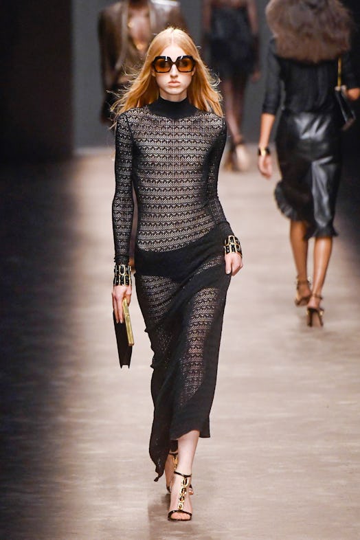 A model walks the runway during the Tom Ford Ready to Wear Spring/Summer 2024 fashion show as part o...