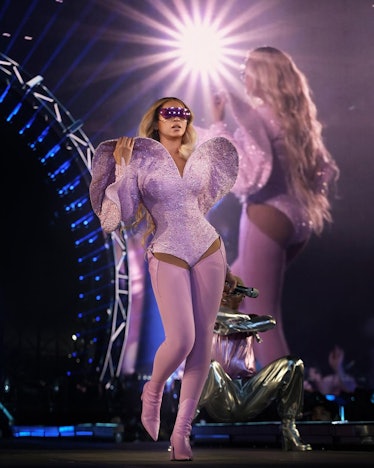 Beyoncé wears a custom Delcore look during her ''Renaissance" world tour.
