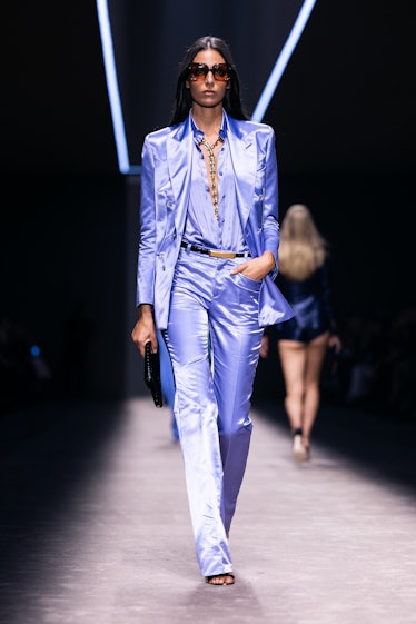 A  model walks the runway at the Tom Ford fashion show during the Milan Fashion Week Womenswear Spri...