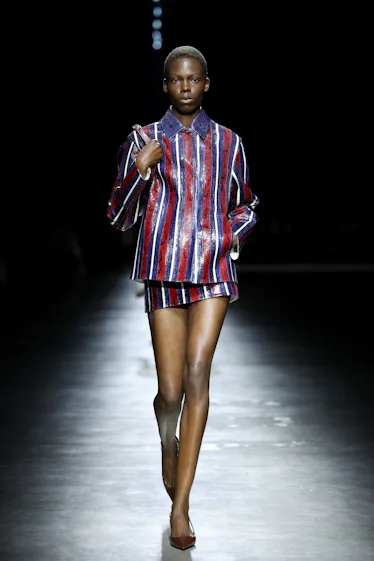 A model walks the runway of Gucci Ancora during Milan Fashion Week on September 22, 2023 in Milan, I...