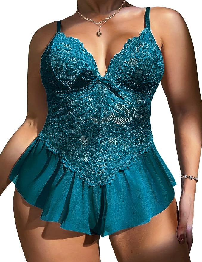 Avidlove Plus Size Lace One-Piece Teddy