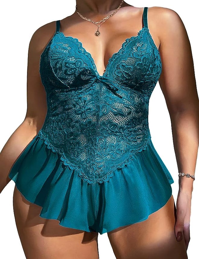 Avidlove Plus Size Lace One-Piece Teddy