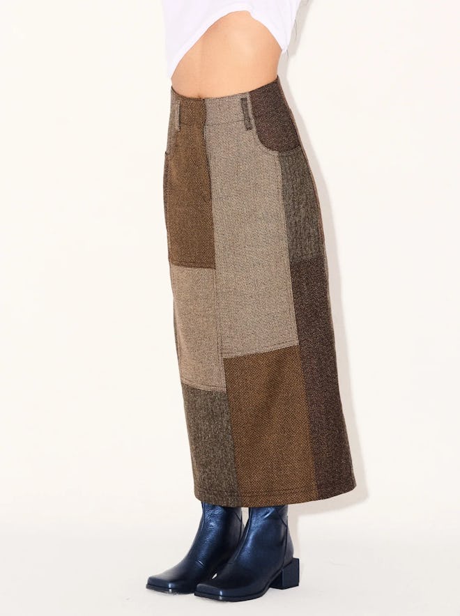 Juana Skirt In Tostada Patchwork Merino Wool 