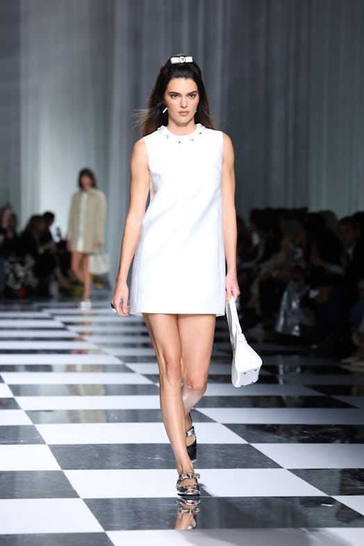 Kendall Jenner walks the runway at the Versace fashion show during the Milan Fashion Week Womenswear...